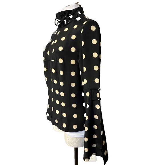 Anthropologie Claudia Patel SILK Top 4 Polka Dot Statement Sleeves NWT - Picture 3 of 14